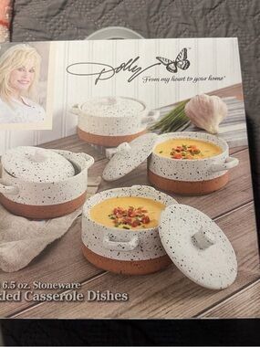 Dolly Stoneware Speckled Mini Casserole Dish - White & Brown